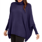 Alfani Suéter Poncho Feminino Gola Alta Roxo Tamanho Pequeno