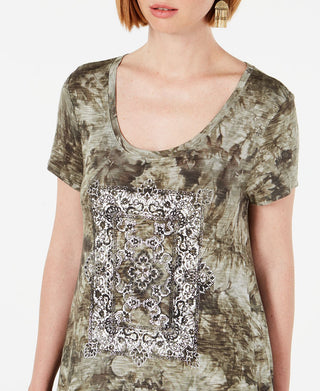 Vestido feminino estilo &amp; co com estampa tie-dye verde tamanho extrapequeno
