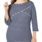 Karen Scott Blusa casual listrada plus size feminina, azul marinho, tamanho 0X