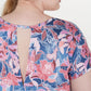 Camiseta feminina ID Ideology com estampa de flor de parede e decote em V, roxa, tamanho 1X