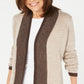 Karen Scott Cardigan Feminino com Acabamento Contrastado e Frente Aberta, Marrom, Tamanho XS