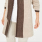 Karen Scott Cardigan Feminino com Acabamento Contrastado e Frente Aberta, Marrom, Tamanho XS