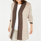Karen Scott Cardigan Feminino com Acabamento Contrastado e Frente Aberta, Marrom, Tamanho XS