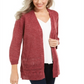 Karen Scott Cardigan Pointelle Marled Feminino Vermelho Tamanho GG