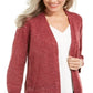 Karen Scott Cardigan Pointelle Marled Feminino Vermelho Tamanho XX-G