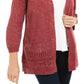 Karen Scott Cardigan Pointelle Marled Feminino Vermelho Tamanho XX-G