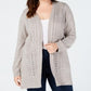 Karen Scott Cardigan Pointelle Aberto Frente Feminino Marrom Tamanho 2X