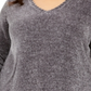 Karen Scott Suéter Feminino Plus Chenille Gola V Cinza Tamanho 3X