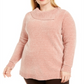 Karen Scott Suéter Feminino Plus Chenille Gola Dividida Rosa Tamanho 0X