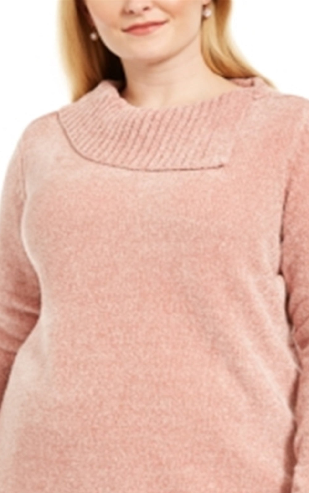 Karen Scott Suéter Feminino Plus Chenille Gola Dividida Rosa Tamanho 0X