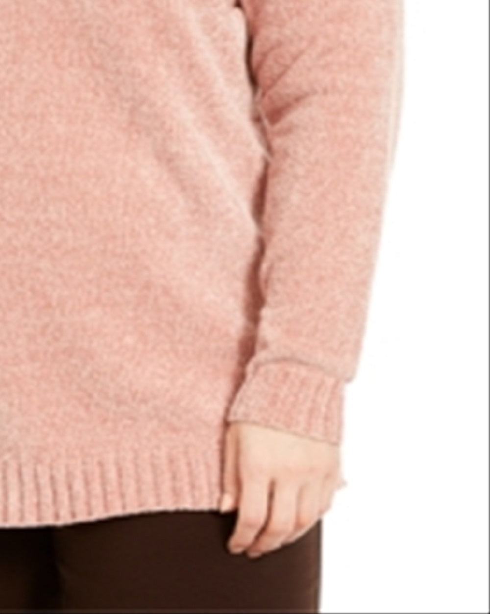 Karen Scott Suéter Feminino Plus Chenille Gola Dividida Rosa Tamanho 0X