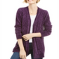 Karen Scott Cardigan Feminino Manga Longa Aberto Roxo Tamanho Pequeno Grande