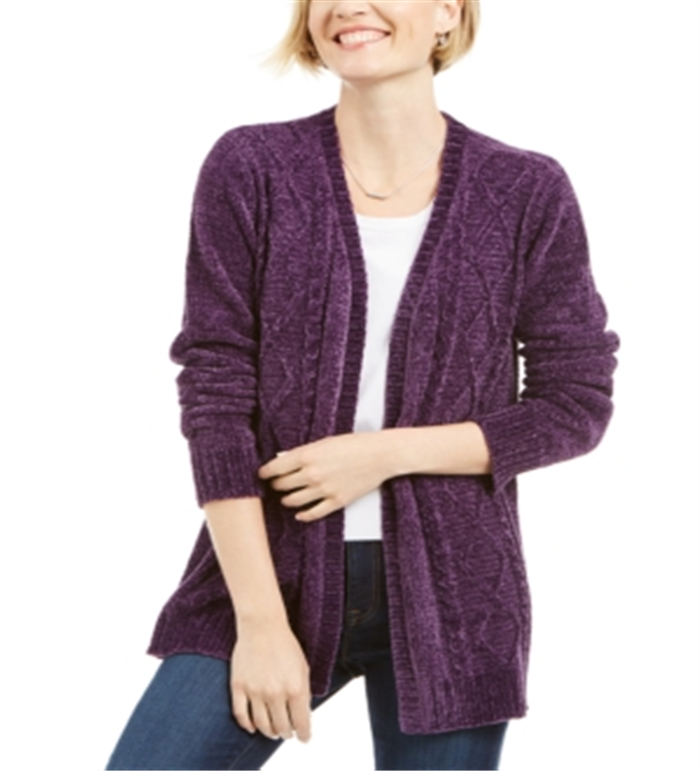 Karen Scott Cardigan Feminino Manga Longa Aberto Roxo Tamanho Pequeno Grande