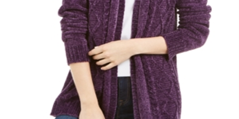 Karen Scott Cardigan Feminino Manga Longa Aberto Roxo Tamanho Pequeno Grande