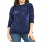 Karen Scott Suéter Feminino Gola Envelope Chenille Azul Tamanho Pequeno G