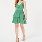 Vestido casual feminino Bar III estampado com babados, verde, tamanho 12