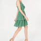 Vestido estampado com babados Bar III feminino, verde, tamanho 14
