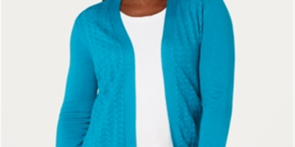 Karen Scott Cardigan Feminino Gola Xale Azul Tamanho Grande