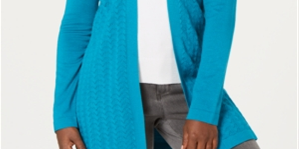 Karen Scott Cardigan Feminino Gola Xale Azul Tamanho Grande