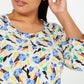 Blusa feminina estampada em jacquard, tamanho 3X, amarela, da coleção JM