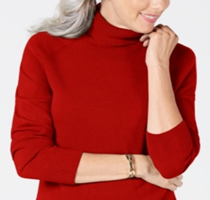 Karen Scott Suéter feminino de gola alta vermelho tamanho X-S