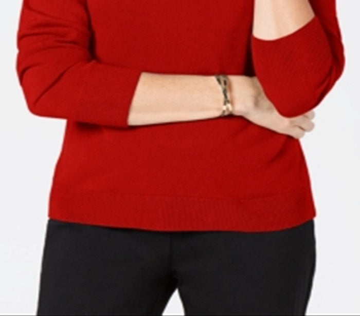 Karen Scott Suéter feminino de gola alta vermelho tamanho X-S