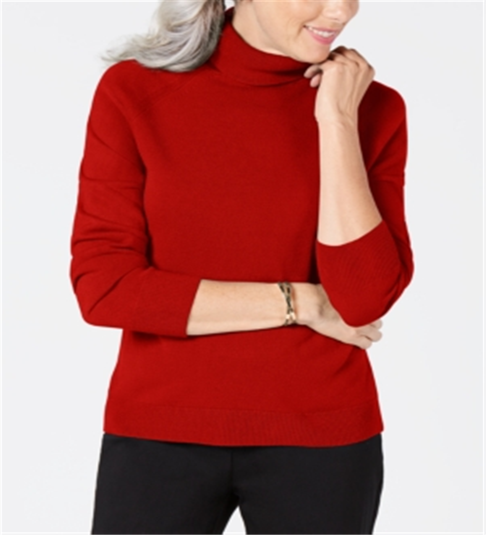 Karen Scott Suéter feminino de gola alta vermelho tamanho X-S