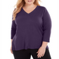 Karen Scott Suéter Feminino Plus com Gola V Luxsoft Roxo Tamanho 0X