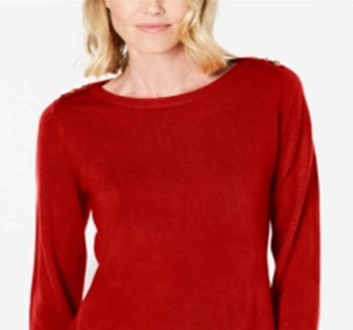 Karen Scott Suéter Feminino com Botões no Ombro Vermelho Tamanho X-G