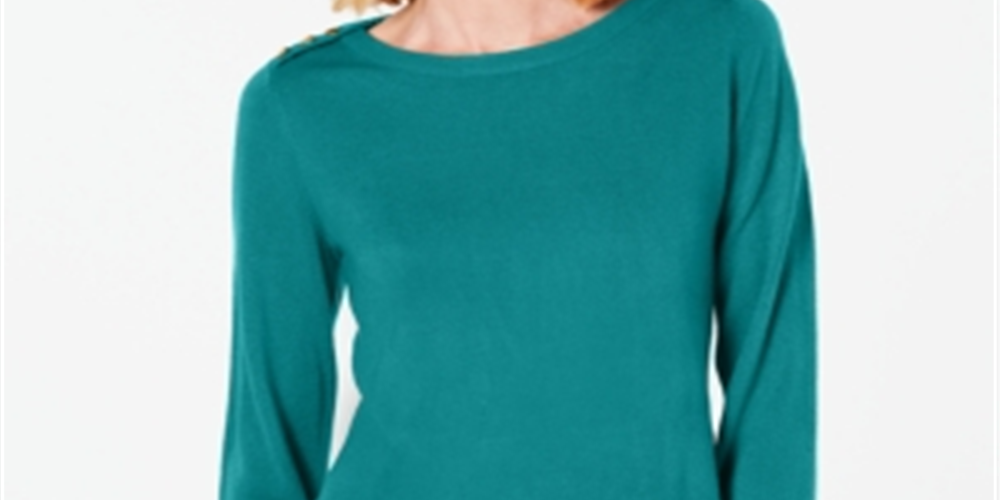 Karen Scott Suéter Feminino com Botões nos Ombros Verde Tamanho XX-G