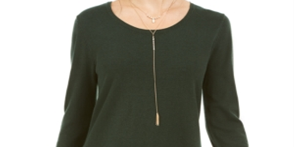 Blusa feminina de manga comprida com acabamento em renda, estilo &amp; co, verde, tamanho pequeno