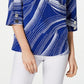 JM Collection Top feminino com estampa frontal e zíper e textura amassada, azul, tamanho XX-G
