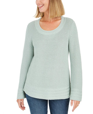 Suéter pulôver feminino verde estilo boxy, tamanho médio
