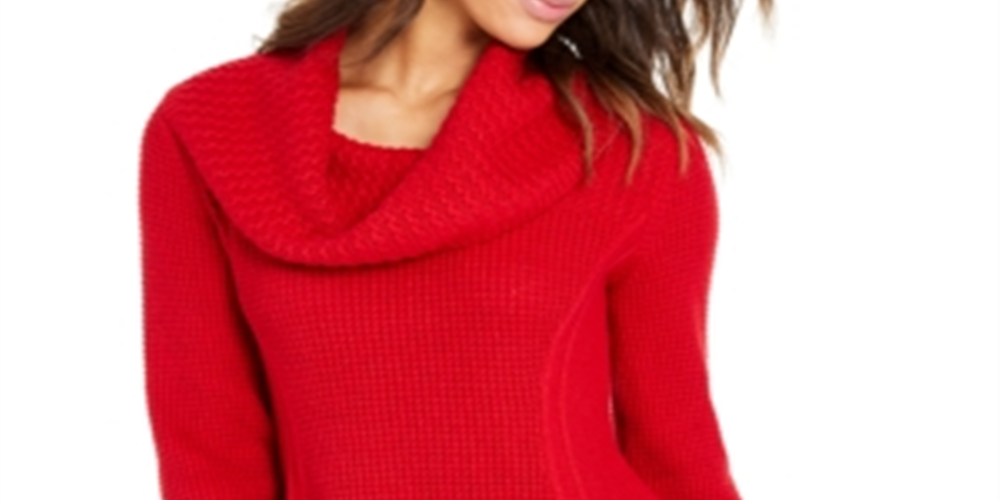 Túnica feminina estilo &amp; co com gola alta e costura mista, vermelha, tamanho grande