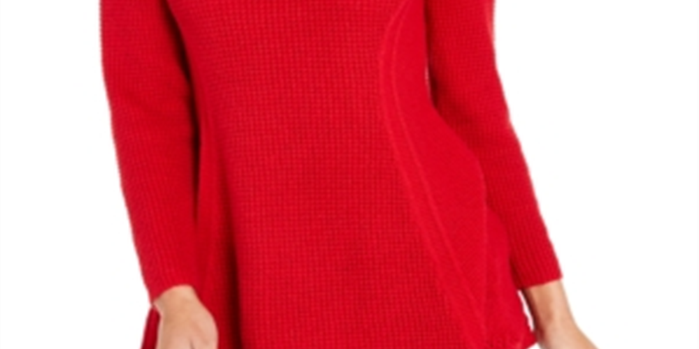 Túnica feminina estilo &amp; co com gola alta e costura mista, vermelha, tamanho grande