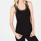 Regata feminina com tachas INC International Concepts, preta, tamanho pequeno GG