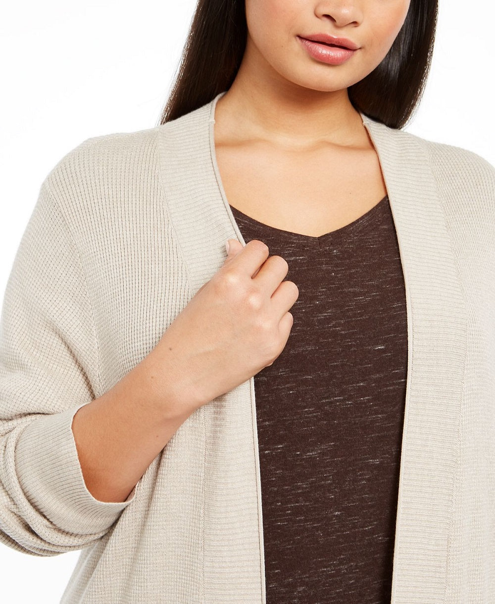 Suéter Duster com Frente Aberta Feminino Style &amp; Co Marrom Tamanho 1X