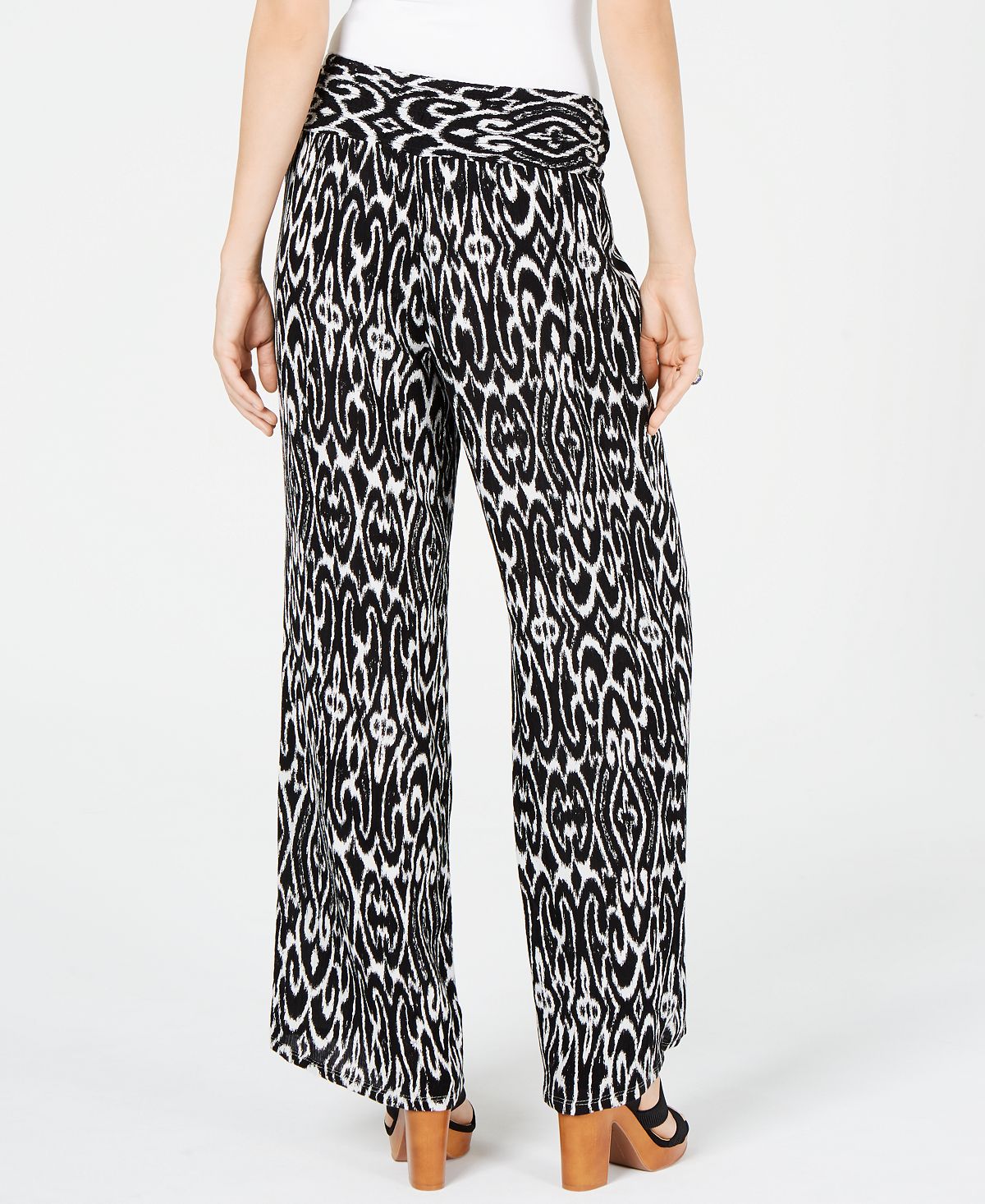 Calça estampada feminina INC International Concepts preta tamanho pequeno