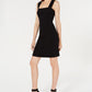 Vestido feminino Bar III com decote quadrado e costas cruzadas, preto, tamanho médio