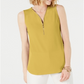 JM Collection Blusa feminina sem mangas com zíper, amarela, tamanho pequeno XL