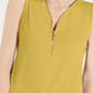 JM Collection Blusa feminina sem mangas com zíper, amarela, tamanho pequeno XL