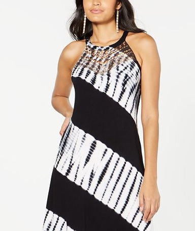 Vestido midi sem mangas com estampa de bloco de cores feminino INC International Concepts, preto, tamanho médio