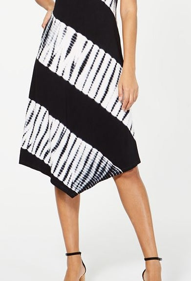 Vestido midi sem mangas com estampa de bloco de cores feminino INC International Concepts, preto, tamanho médio