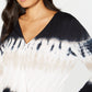INC International Concepts Top feminino com sobrepeliz tie-dye, preto, tamanho pequeno, P/M