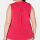 Charter Club Top plissado feminino plus size rosa tamanho 1X