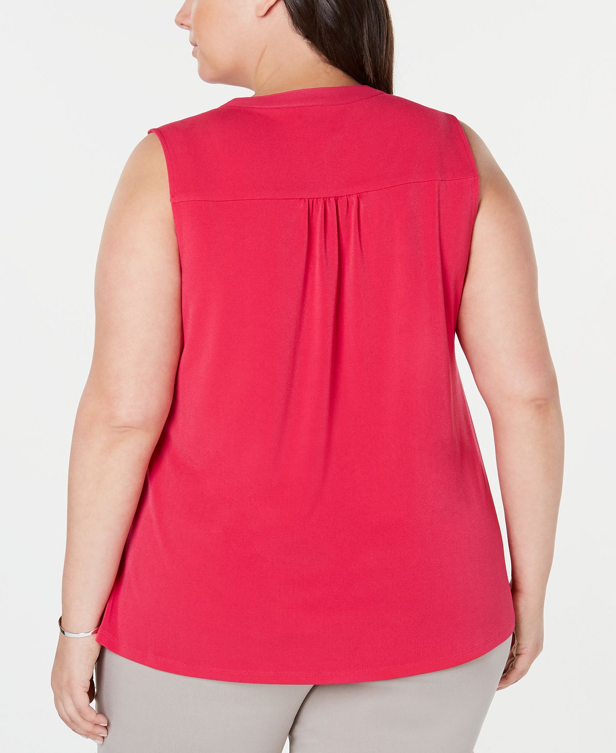 Charter Club Top plissado feminino plus size rosa tamanho 1X