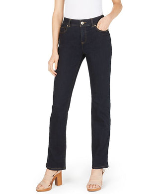 Calça jeans feminina com controle de barriga, perna reta, azul, tamanho 0, pequena, da INC International Concepts