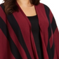 Cardigan feminino Alfani Plus listrado com frente aberta, vermelho, tamanho 1X