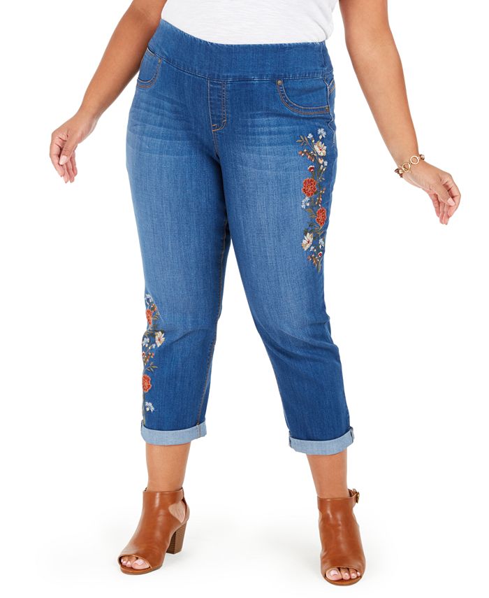 Calça jeans feminina bordada Ella da Style &amp; Co, azul, tamanho 18W
