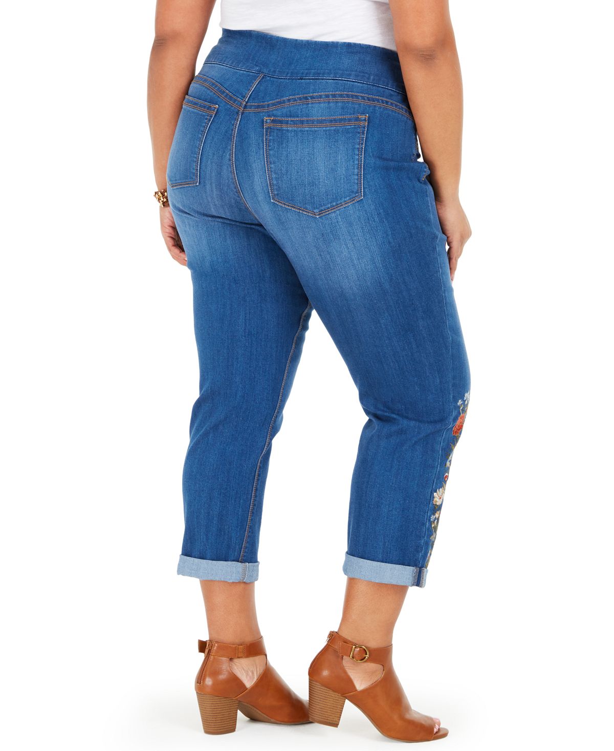 Calça jeans feminina bordada Ella da Style &amp; Co, azul, tamanho 18W
